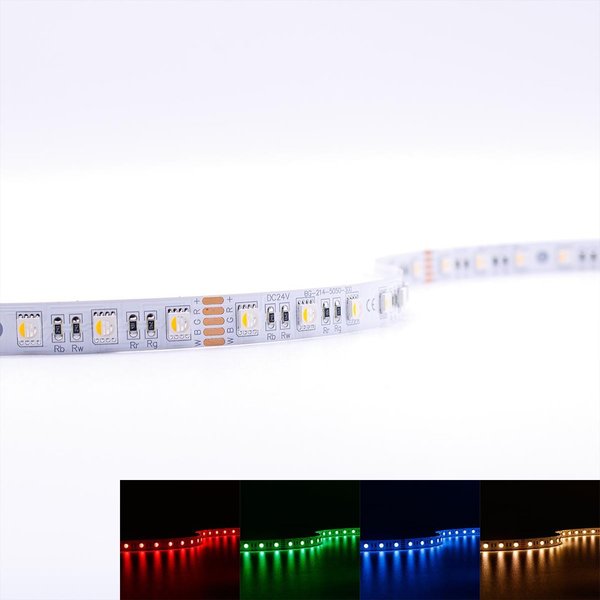 Longlife Led Strip RGBW 24V LED Streifen 5M 15W/m 60LED/m 12mm IP20 Farbwechsel RGB+3000K
