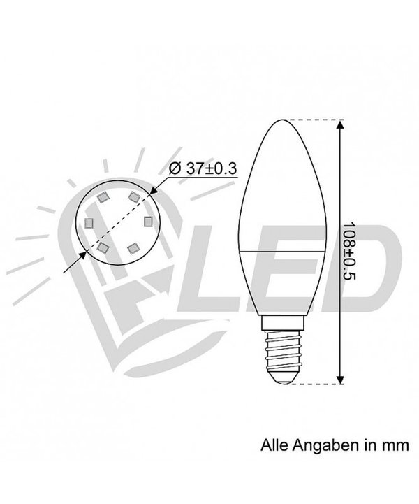 Led Kerzenlampe DC kompatible E14 3,7W 370lm 2700K 85-265V AC 60-269V DC 24h