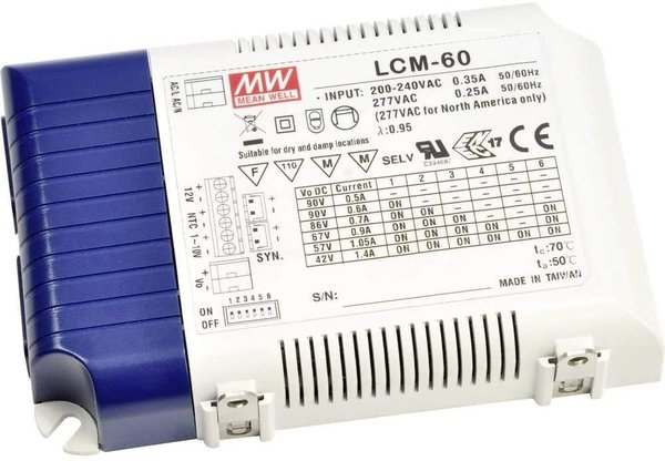 Mean Well LCM-60 LED-Treiber Konstantstrom 60W 0.5-4.4A 2-90 V